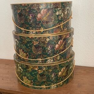 Vintage Stackable Nesting Hat Box Trio